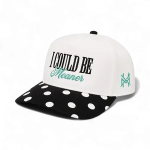 I Could Be Meaner MadHatter's Embroidered Snapback Adjustable (Up To A Size 8 Head) Premium Trucker Hat