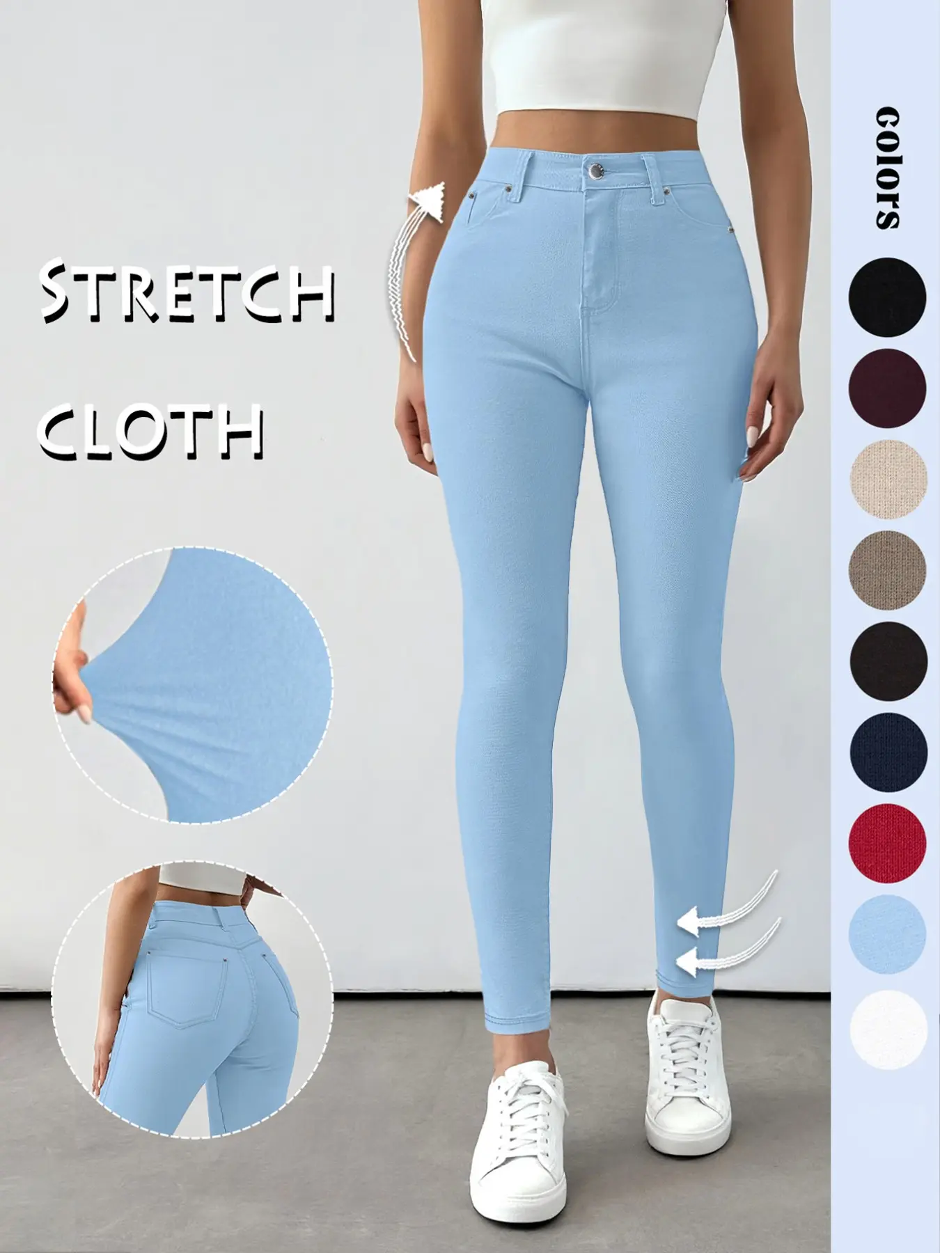 GILIPUR Y2K Women's Plain Pocket Button Leggings, Activewear for Fitness Bottoms, Casual Comfy Skinny Pants Yoga Training Pants for Yoga Gym Workout, Ladies Athleisure Bottoms for Fall & Winter, T-Chic, Versatile Commuter Essential, Office Wear