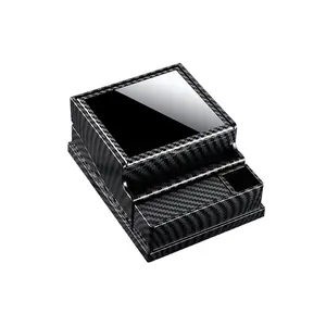 Cigarette Case Automatic Cigarette Box with Pop Lighter Holder 40pcs Regular King Size Cigarette Desktop Box Press Type for Car Office Bar Household Commercial Party (Carbon Fiber)
