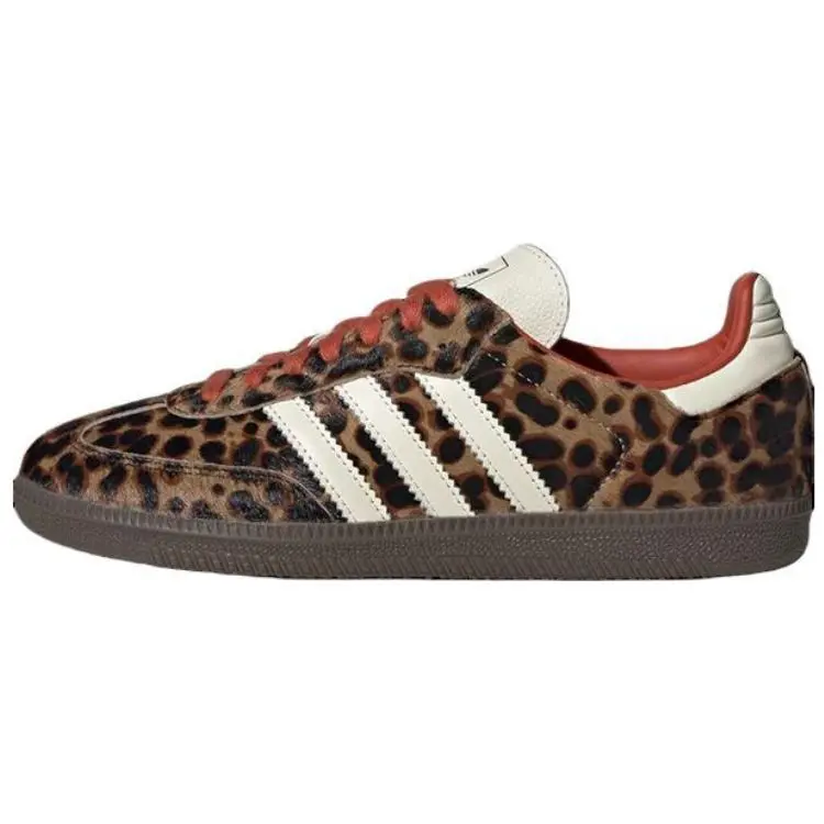 Adidas Samba OG Preloved Red Leopard Comfort Low Top Core Black Cream White Women's Sneakers JI2734