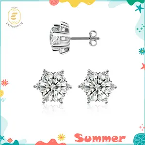 EOM Moissanite 0.5ct-3ct Ice Crystal Snowflake Earrings, Earrings Accessories, Chic Fashion Jewelry, Fashion Pairings, Ideal Gift for Any Occasion, Birthday Christmas Family Gifts, Wedding Engagement Anniversary Party Gift