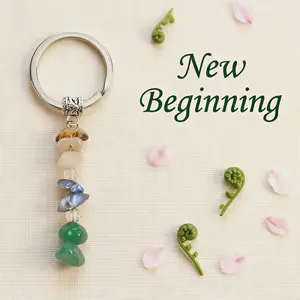 [Spring Fashion] Crystal Keychains for Women as New Beginnings Gifts, Nature Stone Cute Keychain, Good luck Gifts for Women,  Refresh Energy Crystal Perfect Gift for Graduation Coworker Leaving, Retirement, New Job, Divorce, Birthday