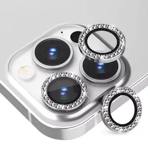 Silver Sparkling iPhone Camera Lens Protector - Phone Protection with 9H Tempered Glass, Shiny Glitter