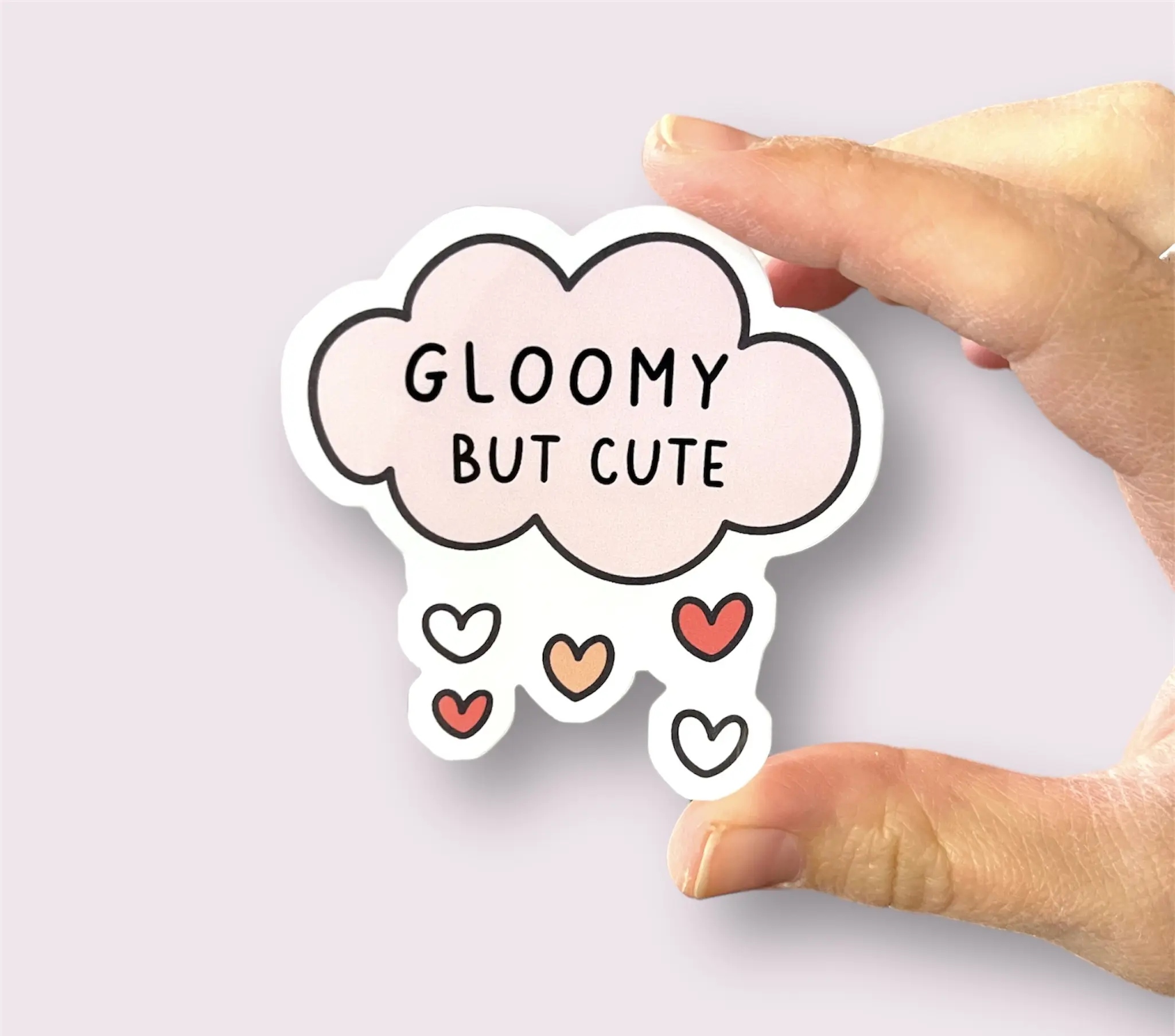 Gloomy But Cute Vinyl Sticker | Rain cloud with hearts | Water bottle, Laptop | Cute Cloud Sticker | Mental Health Sticker Gift sticker