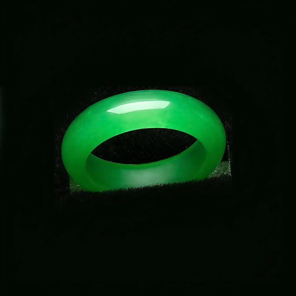 6mm Natural Green Jade Gemstone Ring Plain Fengshui Lucky Wedding Band Thumb Ring Hypoallergenic Jewelry Gift for Her Size 5-12