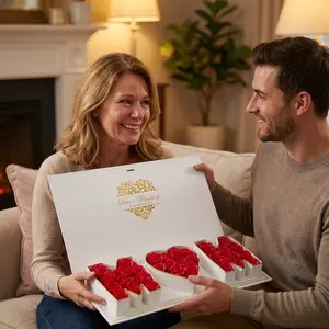 Luxury Empty "MOM" Gift Box with Rose Insert | Mother's Day Gift Packaging | Elegant Keepsake Box for Flowers, Jewelry & Presents Unique Gift