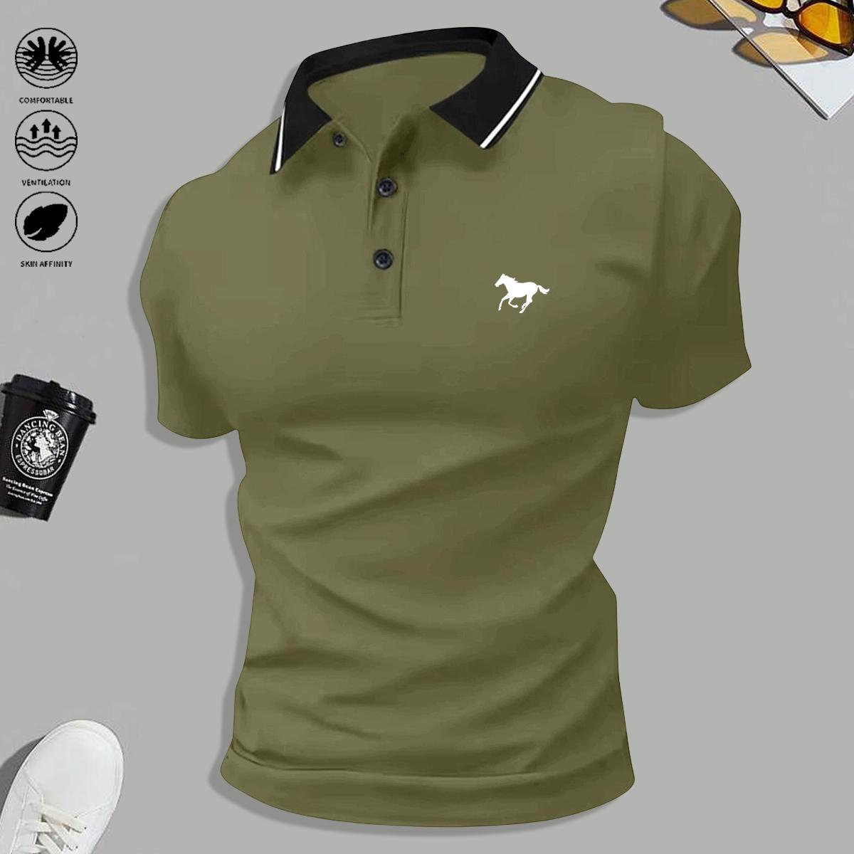 Men’s casual short-sleeve 5-piece set: polo shirt; suitable for outdoor sports, golf, and casual wear; men’s short sleeves, men’s tops, summer clothing, menswear