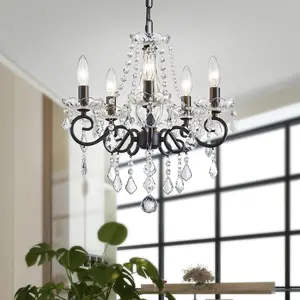 Crystal Candle Chandelier Ceiling Light, Modern Lighting Fixture, Modern Mood Lighting, E14 Base, Adjustable, for Bedroom, Hallway, Bar, Kitchen, Bathroom (bulb not included).