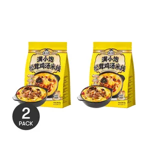 2 Pack MANXIAOBAO Matsutake Chicken Soup Rice Noodles 8.48 oz Each - Chinese Instant Pho, 6 Min Quick Cook, Mushroom Broth