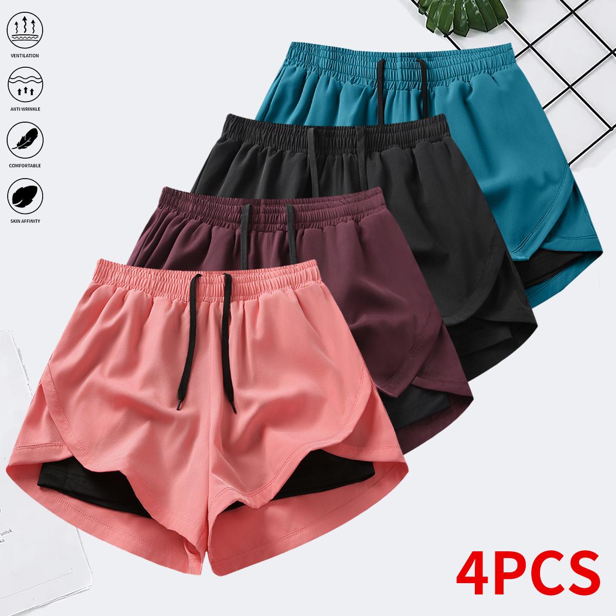 Women’s athletic shorts—anti-exposure design, quick-dry casual running/fitness pants, loose high-waist style for outdoor wear; yoga pants/fitness pants; multiple color combinations available.,summervibes