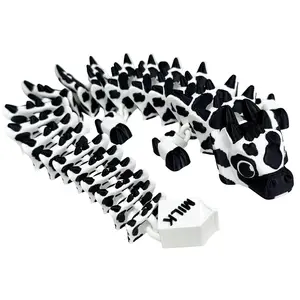 Moo Moo the Cow 3D Printed Cow Dragon Figurine with Unique Black and White Pattern Detailed Features for Collectors Art Toy