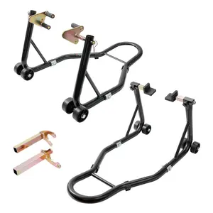 VEVOR Motorcycle Stand Lift, 1100lbs Capacity Front Rear Combo Stand Lift, Front Wheel Dual-Fork Stand, Rear U+L Fork Swingarm Spool Stand, for Most Yamaha Honda Kawasaki Suzuki Motorcycles, BlackVEVOR Super Brand Day