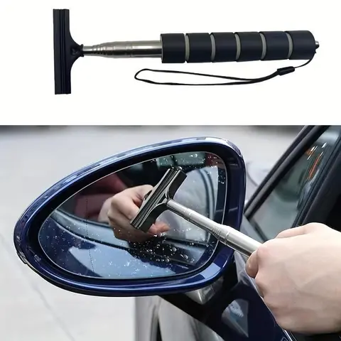 Retractable Car Rearview Mirror Wiper, 1 Count Portable Rainy Cleaning Supplies, Rearview Mirror Water Remover, Glass Rain Cleaning Tool