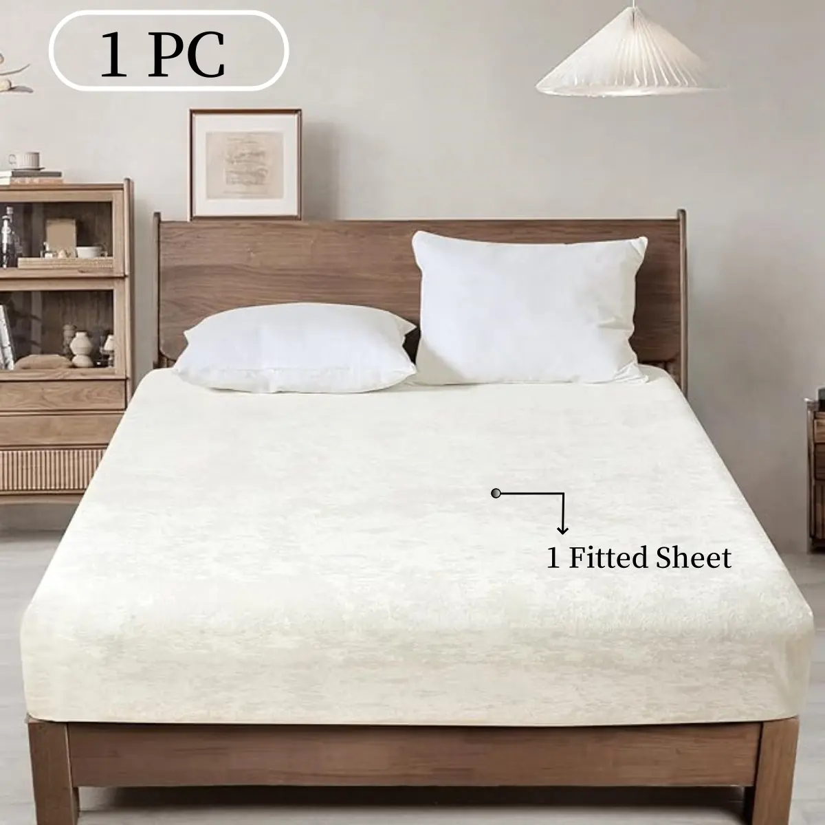 Soft Velvet Fitted Bed Sheet, Thick Warm Winter Fabric, Deep Pocket Elastic Design, Ideal for Bedroom or Guest Room Use