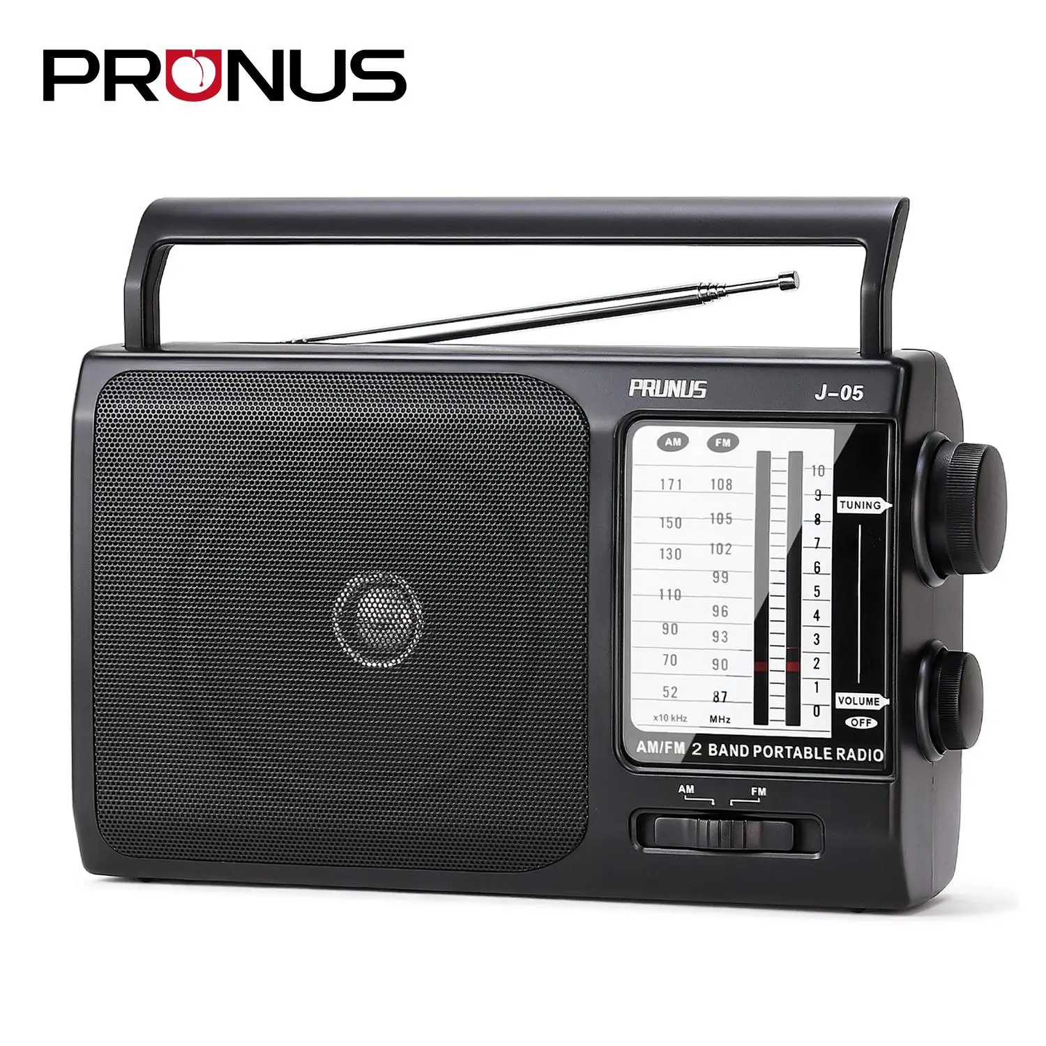 PRUNUS J-05 NOAA Weather AM FM Portable Radio, 3 D Batteries or AC Adapter Powered | 20 In Long Antenna, Best Reception, Suitable for Emergency Indoor & Outdoor Use, Transistor Radio PRUNUS