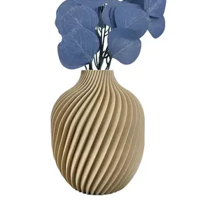 Kivan Vase - Unique Spiral Modern Flower Vase, Minimalist Plastic Ornaments, 7" Tall x 5.75" Wide, Bookshelf Table Decor for Plant Lovers