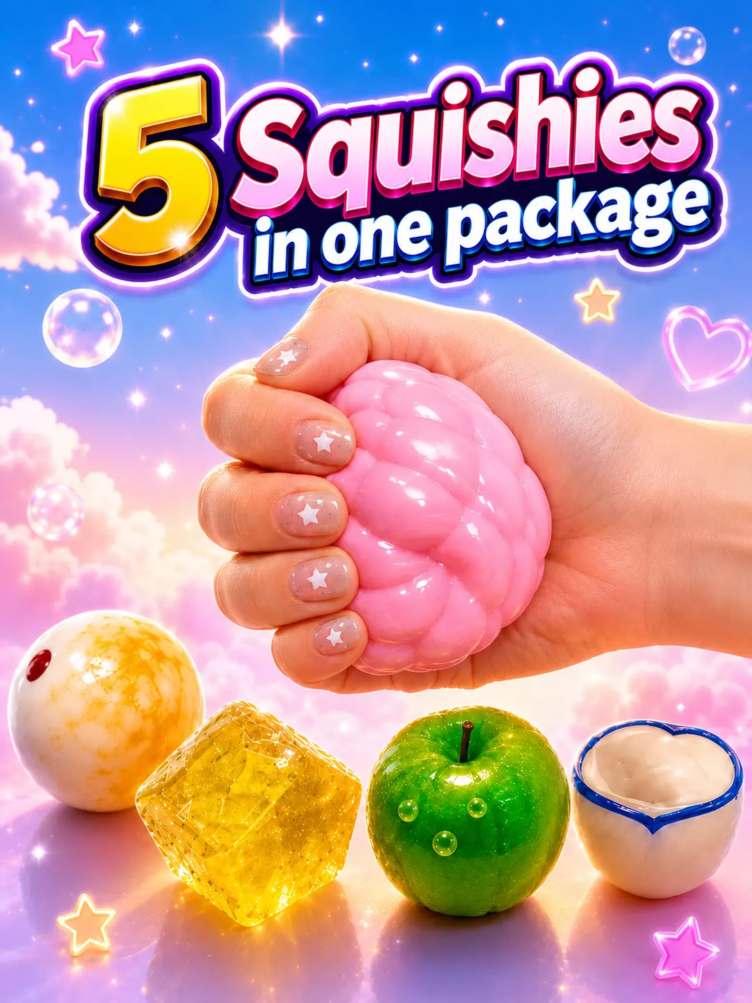 5 PCS PREMIUM Blind Squishy Box | Rare Viral ASMR Collection | Soft, Crunchy & Slow Rising fidgeting | Soft Squeeze Fidget Toys