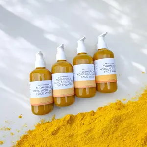 Turmeric & Kojic Acid Glow Face Wash Facial Skincare 8 oz - Gentle Daily Treatment for Even Skin Tone and Dark Spot Reduction Hydrating Lemon