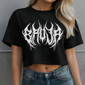 CROP TOP - Metal Bruja Font Graphic Tee Alternative Streetwear Punk Clothing Women