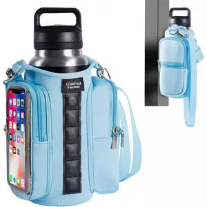 Magnetic fitness bags for men and women, with adjustable shoulder straps, magnetic bottle holders for company water bottles, suitable for travel, work, sports, water bottle sling bags, with pockets