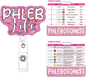 Phlebotomy Badge Reel with Badge Buddy -   Phlebotomist Nurse Badge Reel and PHLEB Life Badge Buddy Retractable ID Clip for  Gifts Work Accessories Essentials Conversion Charts