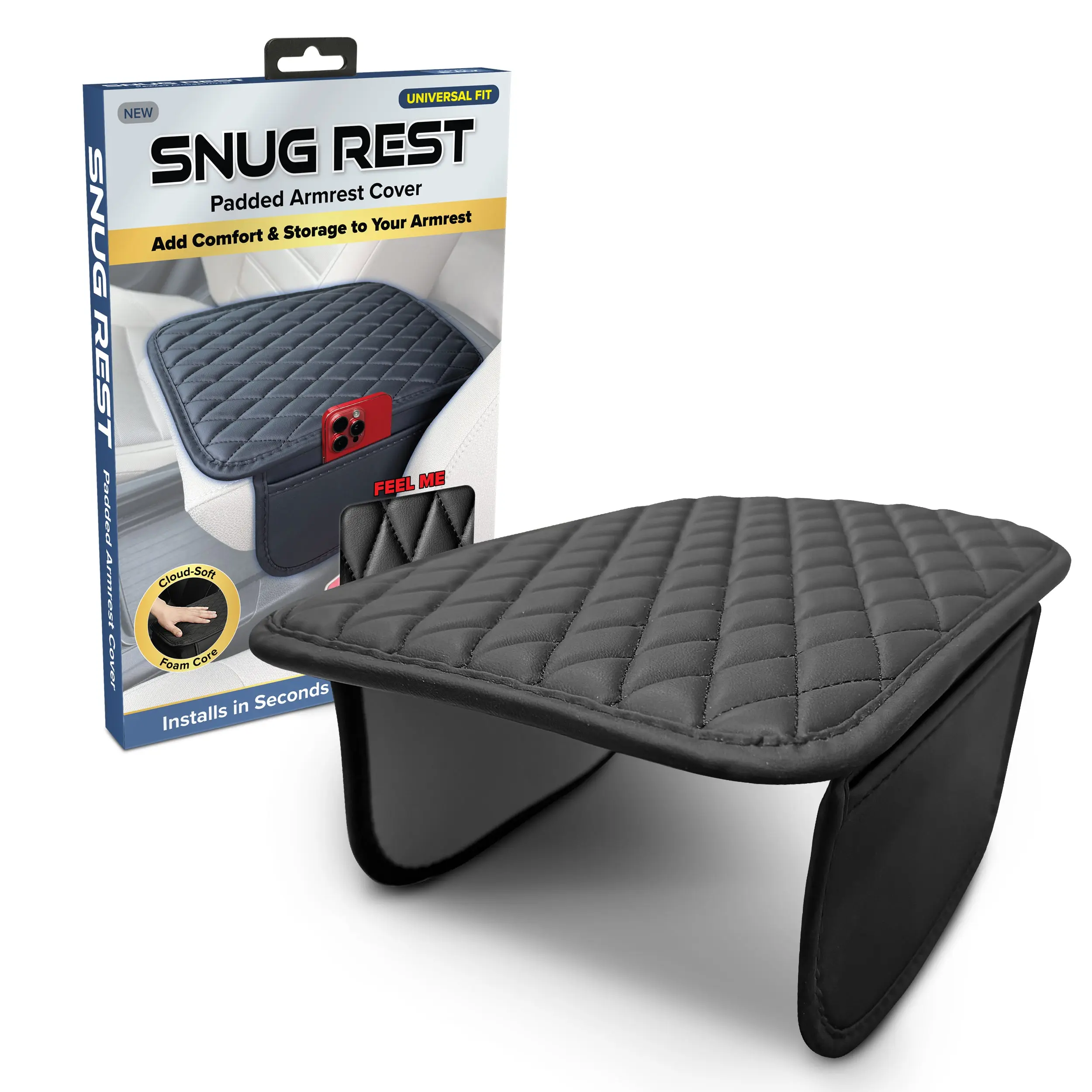 Snug Rest Padded Armrest Cover Universal Fit with Extra Storage for Phone Keys Wallet All-Day Comfort All-Around Protection Multifunctional Car Organizer Car Seat Decorative