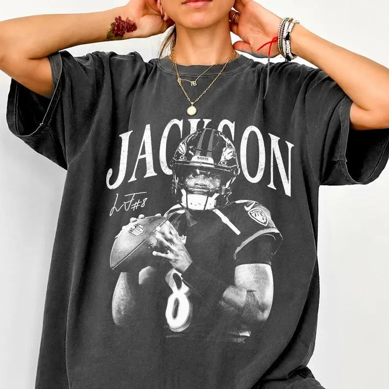 Vintage Lamar Jackson Shirt, Comfort Color Game Day Football Graphic Tee
