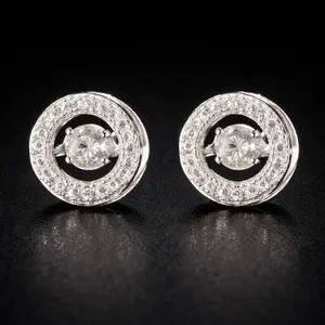 Dancing Halo Stud Earrings – Moissanite | Silver & Gold | 10mm