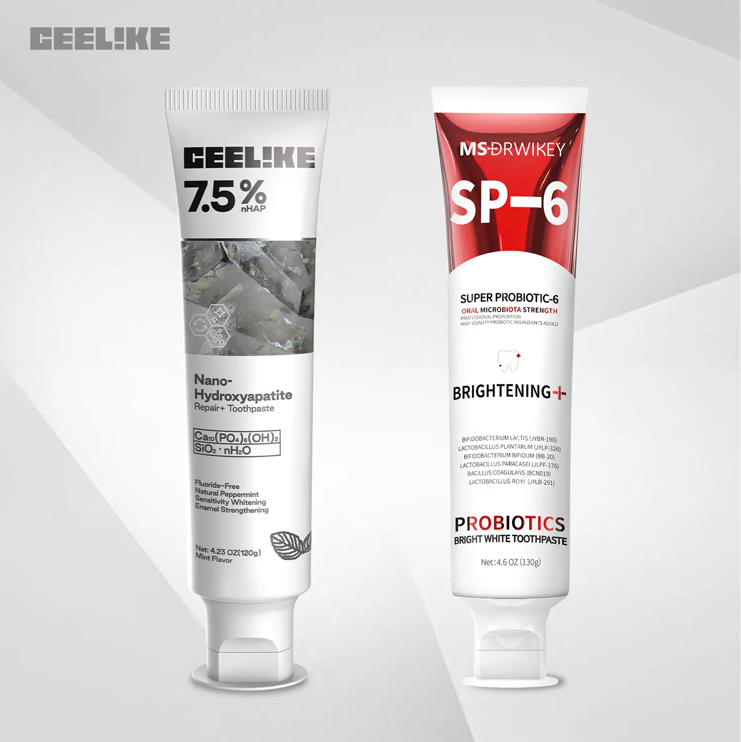 CEELIKE Red SP-6 Super Probiotic Toothpaste & Hydroxyapatite Toothpaste Set – Repairs Teeth, Freshens Breath, and Enhances Oral Health