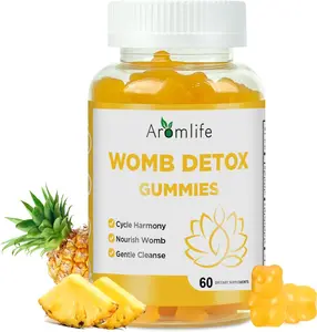 Natural Womb Gummies for Women to Warm Uterus & Detox, Fibroid Gummies for Menstrual Uterus Detox & Cleanse, Womb Detox Gummies 60 Count Pineapple Flavor Feminine Balance Sugar-Free Gluten-Free Vegan