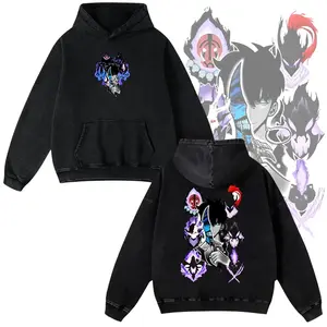 Arise" Sung Jin Woo - Solo Leveling Anime Double Printed Oversize Lightweight Acid Washed Graphic, Solo Leveling Character Hoodie, Sung Jin Woo Anime Color TEE SHIRT Hoodie