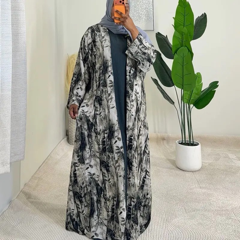 3-Piece Grey Sets Abaya for Women Stylish and Comfortable Abaya with Elegant Design Perfect for Everyday Wear
