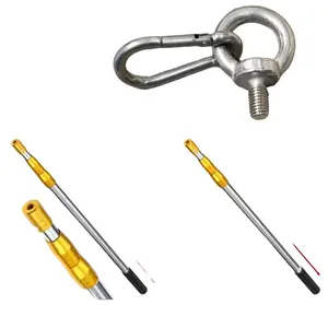 Ultimate Fishing Gear Kit - 10 & 20 Foot Telescopic Stainless Steel Pole with Hoop Net Adapter Clip for Live Bait & Landing Hoop Drop Nets - 5-inch Hook Gaff & 5 Teeth Harpoon - Saltwater & Freshwater Fishing