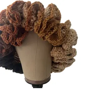Extra Ruffle Crochet Hat - Multicolor Handcrafted Knitwear for Women