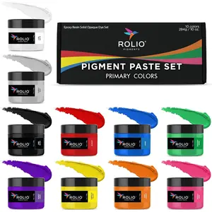Pigment Paste Set - 10 Colors, Primary Set, 1 oz Jars, Resin Color Pigments for Epoxy Resin, Mica Powder - Concentrated Colorants for Art, DIY Crafts, Jewelry Making, Molds, and Coating Projects