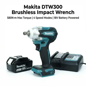 Makita DTW300 18V Brushless Impact Wrench With Battery Charger for Heavy Duty Fastening Electric Wrench Durable