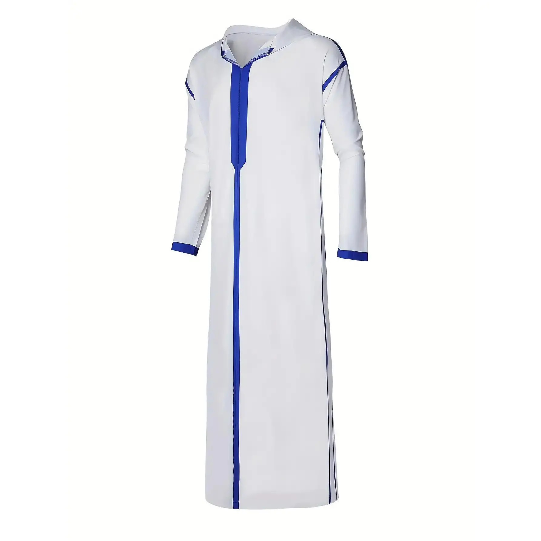 Men's Moroccan Thobe Loose Fit Hooded Djellaba Blue Stripe Long Sleeve Islamic Ramadan, Piece, ModernStyle, Breathable, RelaxedStyle, ComfortFit, ComfortStretch, Lightweight, 2026 Trendy year round trending now statement