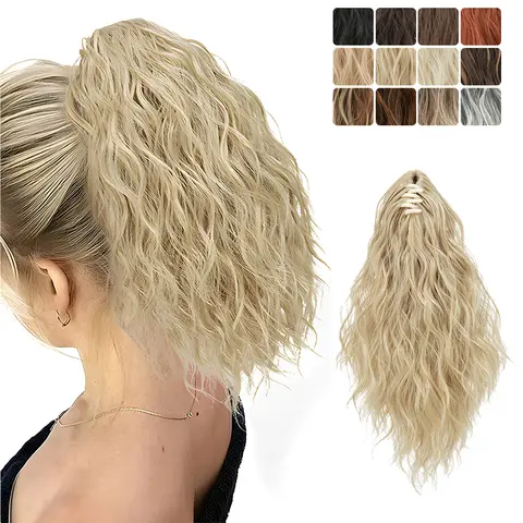 Yetta 12" Short Curly-Wavy Claw Clip Ponytail Wig, 100g Lightweight Synthetic Fiber Hairpiece for Ponytail Hairstyles, Curly Clip in Extensions for Women with Fast Return-Refund