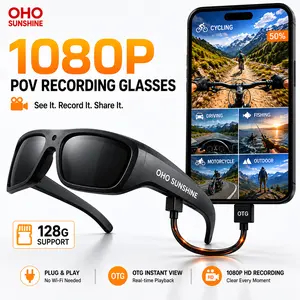 OhO Sunshine Vidsoul Full HD 1080P POV Camera Glasses, Hands-Free Action Camera Smart Glasses with Type-C Data Transfer for Video Export, UV400 Lenses for Outdoor Sports, Unisex