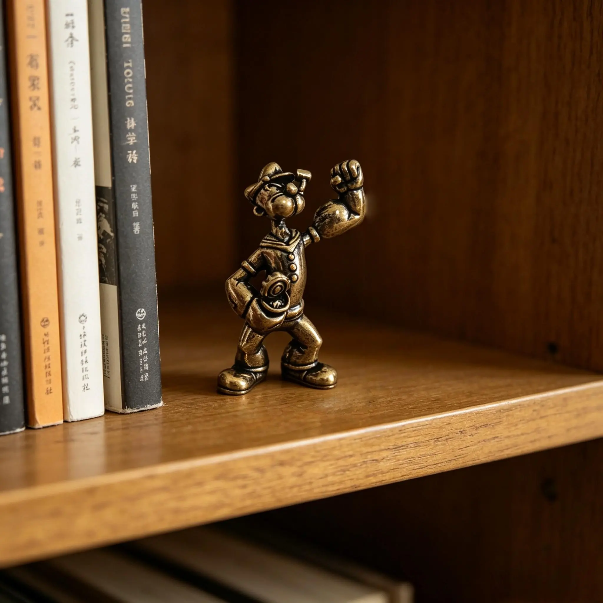 2 Piece Vintage Brass Popeye Figurines, Perfect for Home Decor, Office Desk Tea Pets, Craft Miniatures, Retro Style Ornament, Figurine Set, Decorative Piece, Decoration Figure