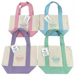 Trader Joe's Pastel Mini Canvas Tote Bags