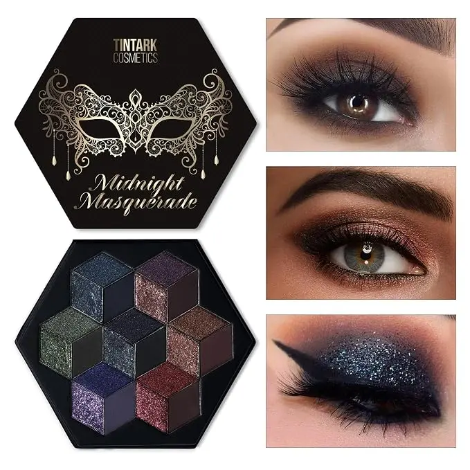 Midnight Masquerade Black Spectrum Smokey Eyeshadow Palette | A spectrum of black-based mattes, shimmers and metallics for smoky, goth, Halloween and night-out eye looks