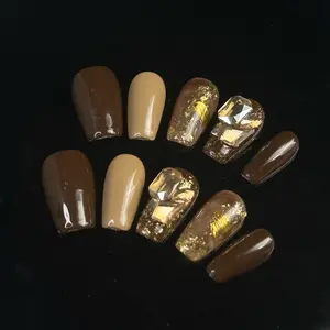 M006, Medium Length Crazy Bee Press-on Nails, Handmade by Nail technicians , Acrylic, Nail Art, Nail Care, Manicure, Daily