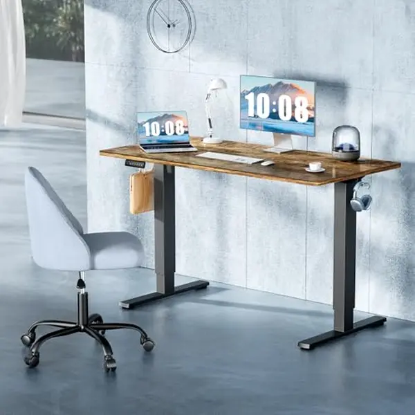 48x24 In Electric Standing Desk - Height-Adjustable Sit-Stand Office Furniture with Memory Presets, Cable Management, Hooks for Dual Monitor Home Office Work/Study, Adjustable Standing Desk