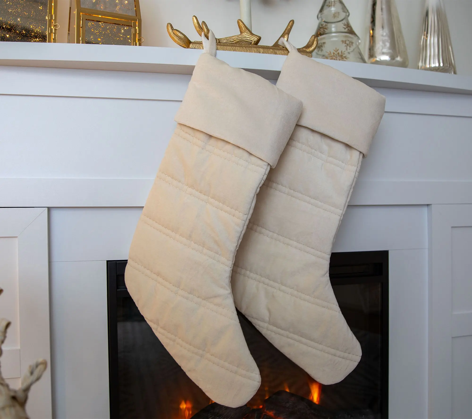Set of 2 Velvet Stockings by Lauren McBride Set of 2 Velvet Stockings by Lauren McBride