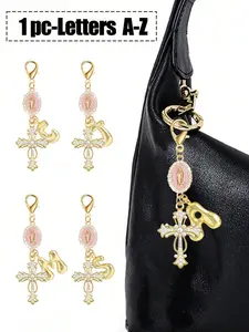Christian Charm Women'S Keychain With Religious Cross, Bubble Letters A-Z, For Decorating Wallet Backpack Accessories, Headphone Bag Accessories, Luggage And Car Buckle Decorations, For Couple Pendants, Commuting, Birthday, Valentine'S Day Gifts