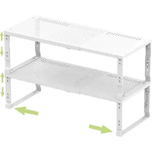 Adjustable Expanable Stackable  Rack Shelf Pantry Storage Organizer for Kitchen Cabinet,Countertop,Bathroom and .Space is no  Limited(2Packs/White/Medium)