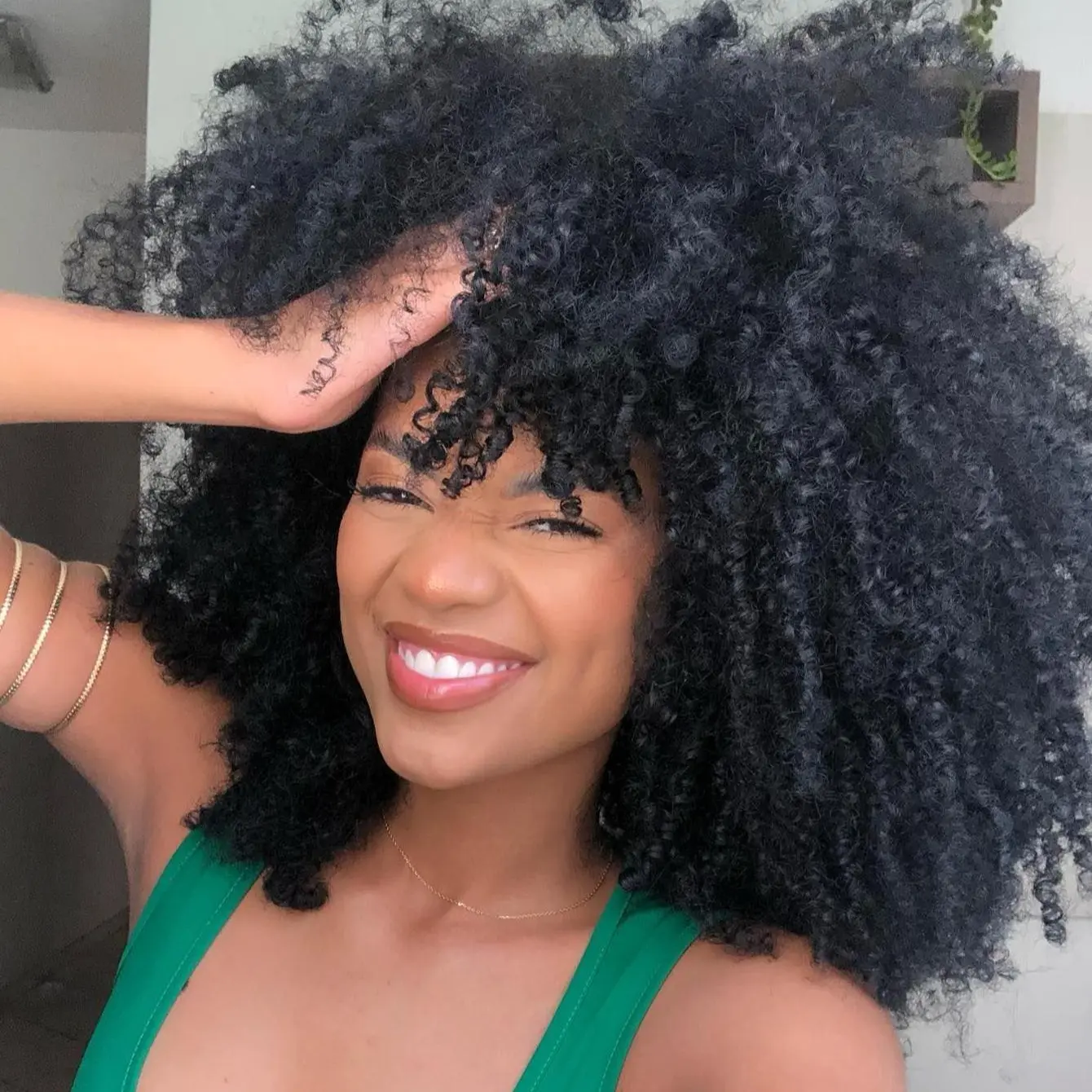 16 Inch Short Afro Kinky Curly Coily Hair Wigs for Women 