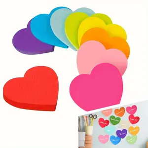 9 books and 9 colors of heart-shaped sticky notes, colored sticky notes, message sticky notes, pasted N times, multi-color shaped cartoon sticky notes, suitable for work, study, and gift giving, Office Supplies, Stickers