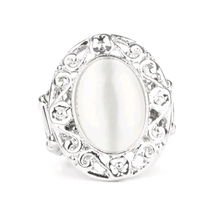 Moonlit Marigold White Ring with Floral Design